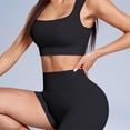 thumbnail image 6 of Women Workout Sets Build in Bra 2 Piece Outfits Tank Tops Tummy Control Shorts Yoga Gym Active Wear Clothing Set Bra Tank Tops Sports Bra Gym Clothes Sets (L,Black), 6 of 6