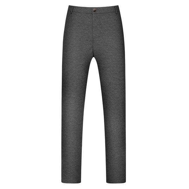 Pantalones de vestir formales para hombres grandes y altos INSPIRE CHIC, con estiramiento y frente plano, talla 44, color gris