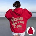 thumbnail image 2 of HNMKIU Women's Autumn Winter Theme Hooded Long Sleeve Pullover Womens Sweatshirts 01_Red,S, 2 of 5