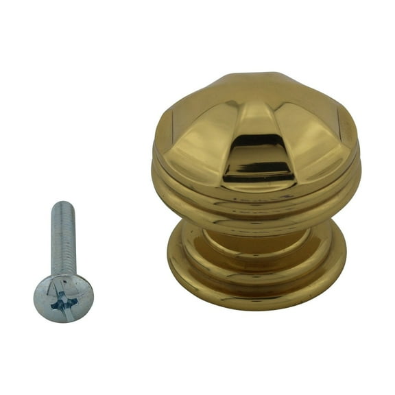 Kitchen Cabinet Knob Bright Brass 1 1/4" Dia Octagonal Shaped style Renovators Supply