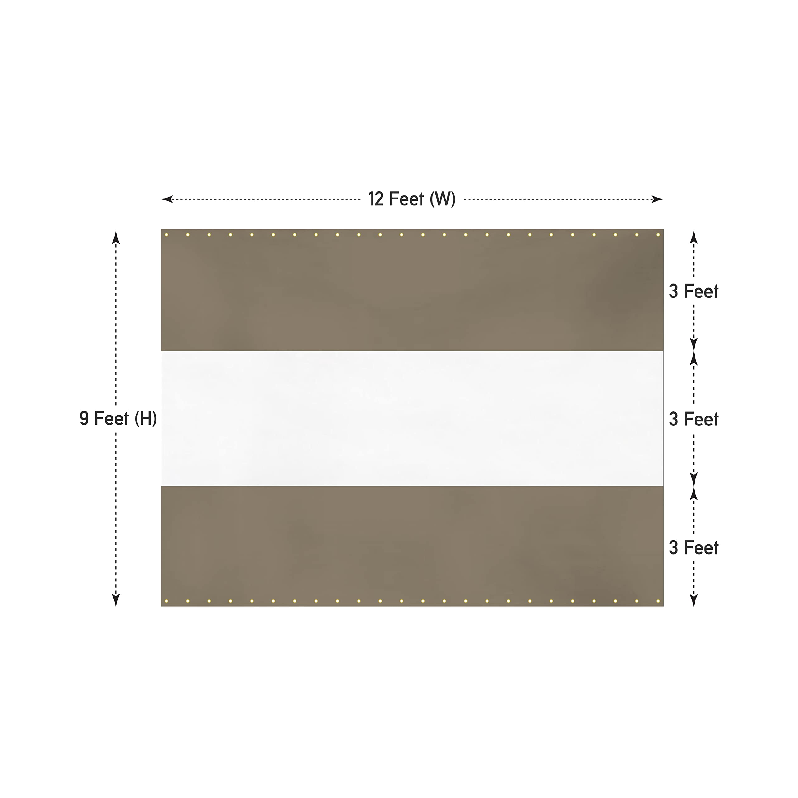 COVERS&ALL Outdoor Clear Panel Curtain, 12 Oz Tarp Max Waterproof & UV Resistant with Rustproof Grommets, Ideal for Outdoors/Indoors (9' H x 12' W feet, Beige)