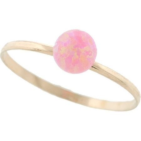 Pori Jewelers 14K Solid Gold 4Mm Blue Created Opal Ball Ring