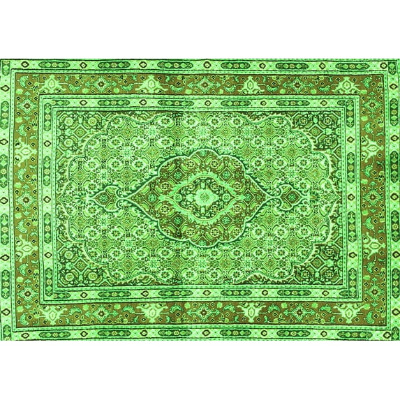 Ahgly Company Indoor Rectangle Medallion Green Traditional Area Rugs, 3' x 5'