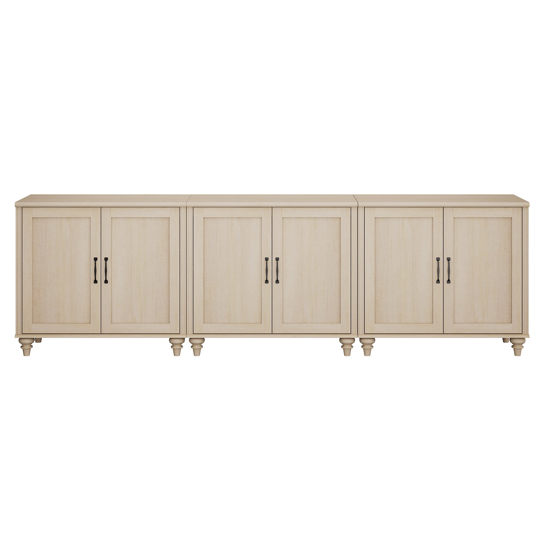 TV Stand For 100 Inch TV Inch TV, 3-In-1 TV Console Table For 75/80/85/90 Inch TV, Entertainment Center With 6 Wood Doors, Beige