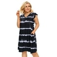 thumbnail image 3 of Women Plus Size Summer Casual T Shirt Dress Short Sleeve V Neck Loose Swing Midi Dress with Pockets, 3 of 6