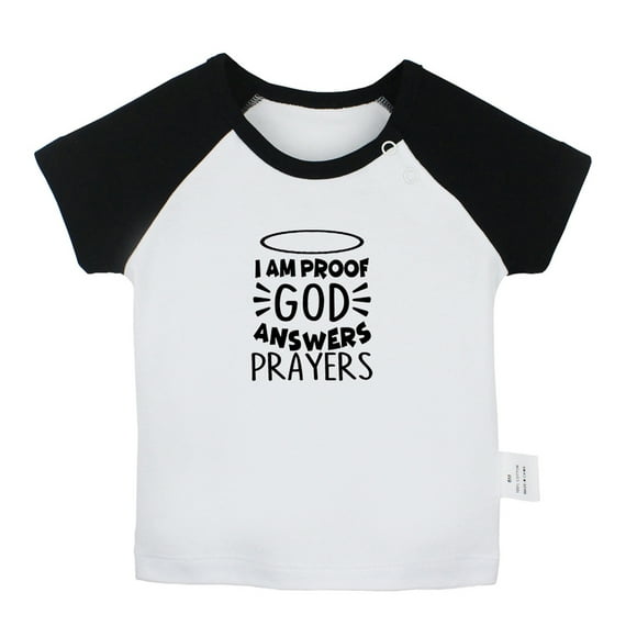 iDzn I am Proof God Answers Prayers Funny T shirt For Baby, Newborn Babies T-shirts, Infant Tops, 0-24 Months Kids Graphic Tees Clothing