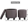 thumbnail image 2 of Round Ottoman with Storage - 2-Piece Upholstered Fabric Footrest Set for Living Room & Bedroom - Space-Saving Design (Brown), 2 of 5