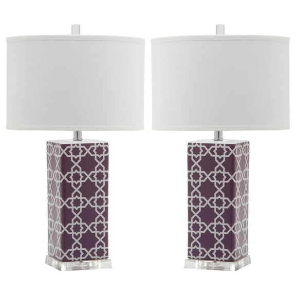 Safavieh Quatrefoil Table Lamp - Set Of 2-Color:Purple/White,Finish:Clear,Quantity:Set of 2