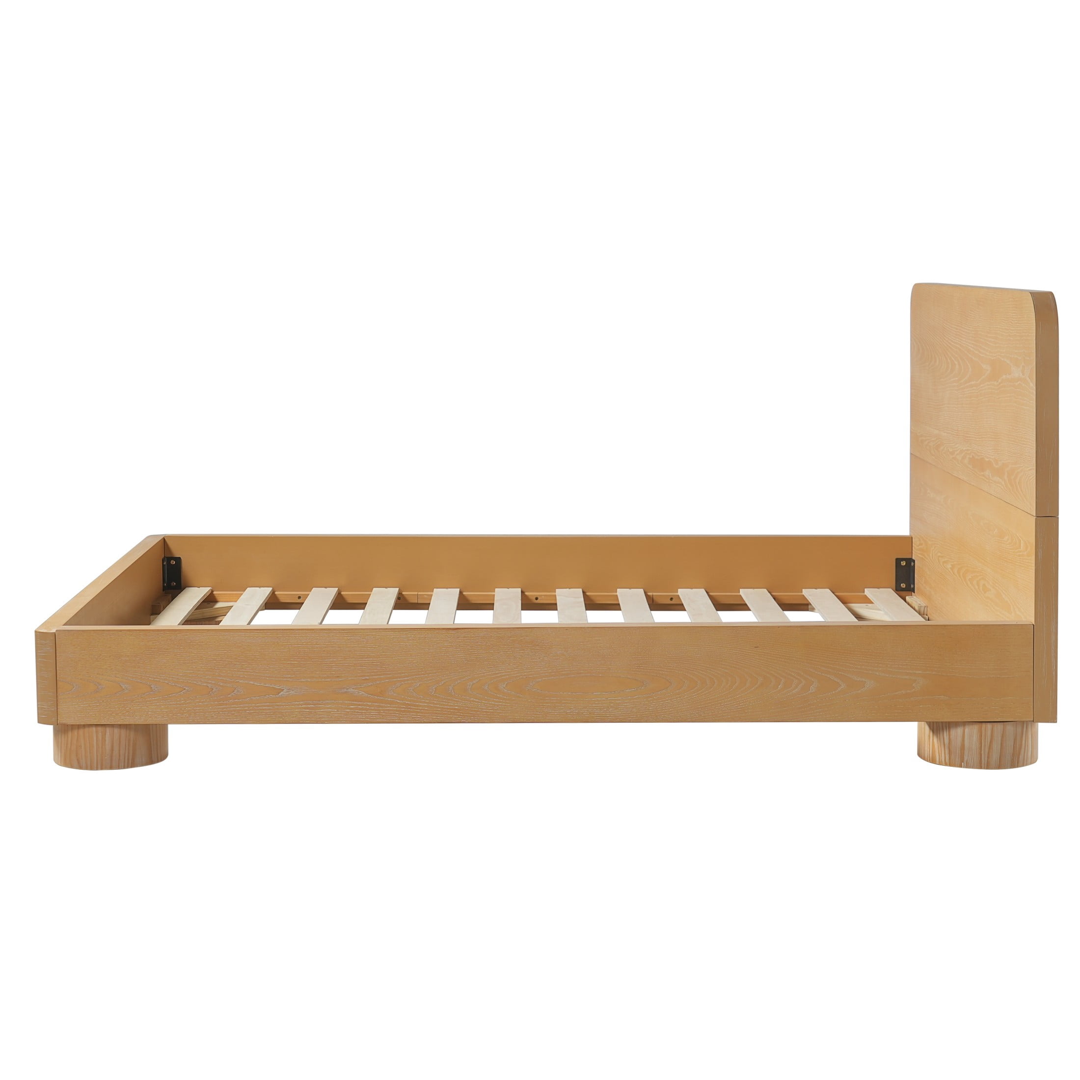 Christopher Knight Home Queen Modern Platform Bed with Rounded Headboard, Wood Frame, Natural Finish