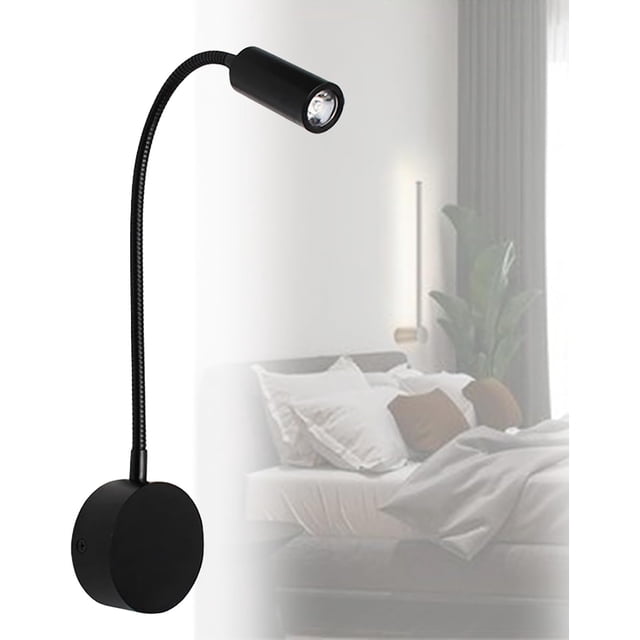 Luz De Cama Led Luz De Lectura De Montaje En Pared LáMpara De Lectura De Cabecera De Cuello De Cisne Flexible Luz De Libro Para Leer En La Cama, Oficina, ExhibicióN De Obras De Arte,D-White