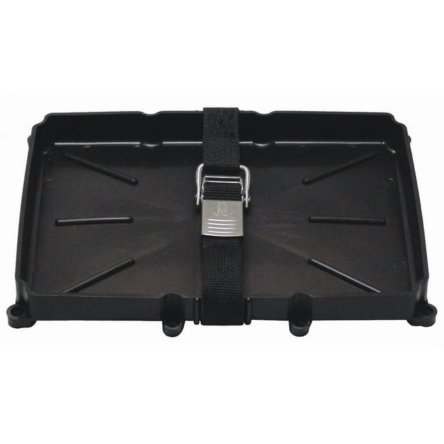 T-H Marine Battery Tray NBH-24-SSC-DP For Use With 24 Series Battery; Polypropylene; With Stainless Steel Buckle Strap; Holds One Battery