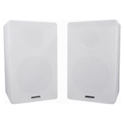(2) Rockville RockShelf 68W White 6.5 Home Bookshelf Speakers+8 Speaker Stands