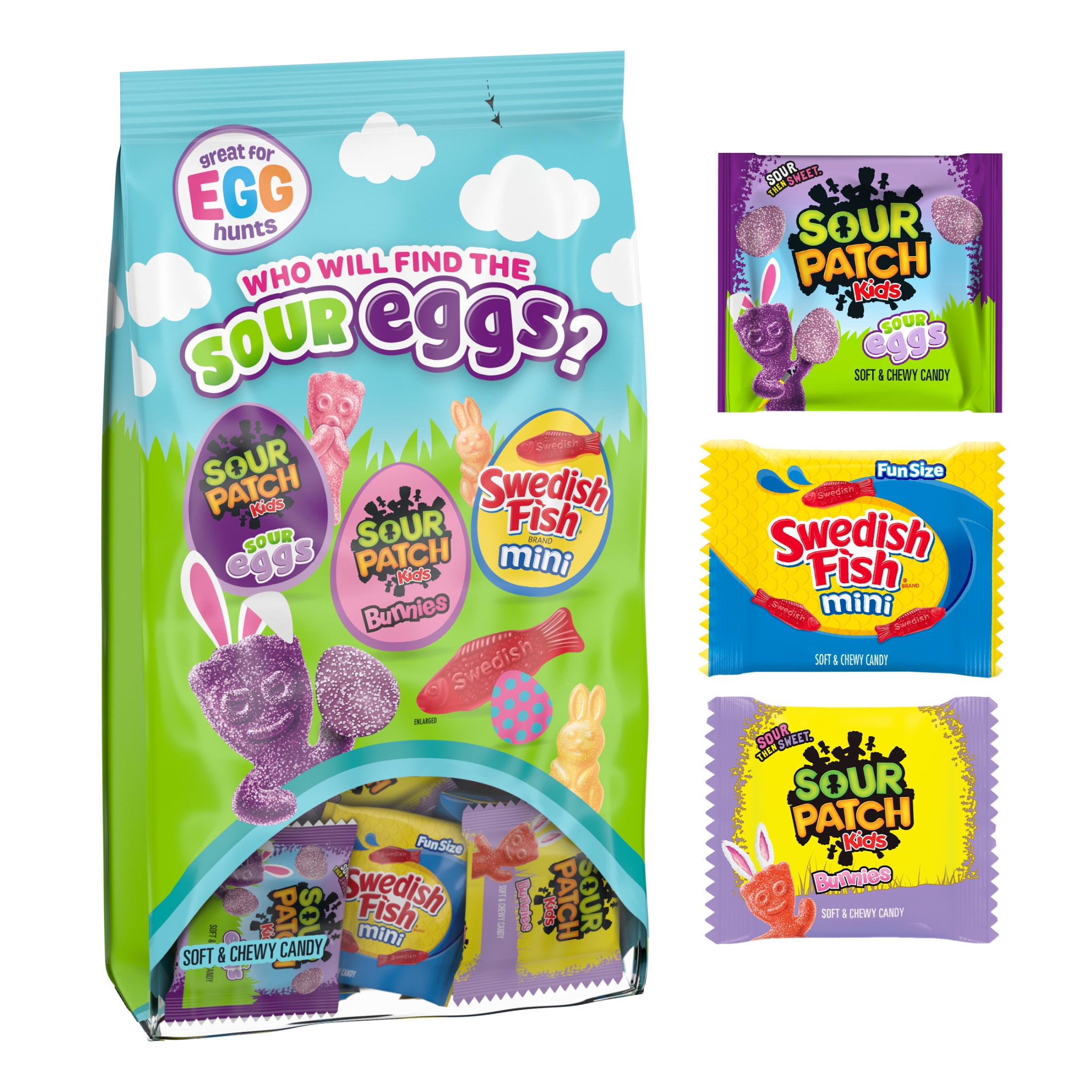 SOUR PATCH KIDS Bunnies, Eggs & SWEDISH FISH Soft & Chewy Easter Candy Variety Pack, 80 Snack Packs