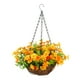 thumbnail image 5 of Cesta colgante de flores de margaritas artificiales, decoración de plantas colgantes falsas, maceta colgante con cadena para césped, porche, balcón, naranja SM SunniMix Cesta colgante, 5 of 8
