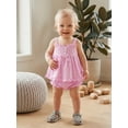 thumbnail image 4 of BemeyourBBs Toddler Baby Girls Summer Clothes Little Baby Girl Summer Outfit Cute Solid Color Strap Sleeveless Eyelets Ruffle Tank Vest Tops with Bloomer Shorts 2Pcs Set, 4 of 9