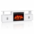 thumbnail image 7 of Ktaxon 70" Farmhouse TV Stand with Fireplace, Wood Entertainment Center with LED for TVs up to 80", 4 Barndoor Storage, 23" Electric Fireplace Mantel, White, 7 of 7