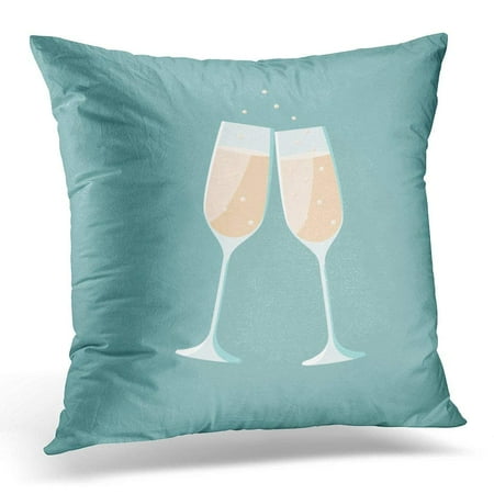 CMFUN White Toast Wedding Champagne Flat Illustrator Blue Cheers Pillows case 18x18 Inches Home Decor Sofa Cushion