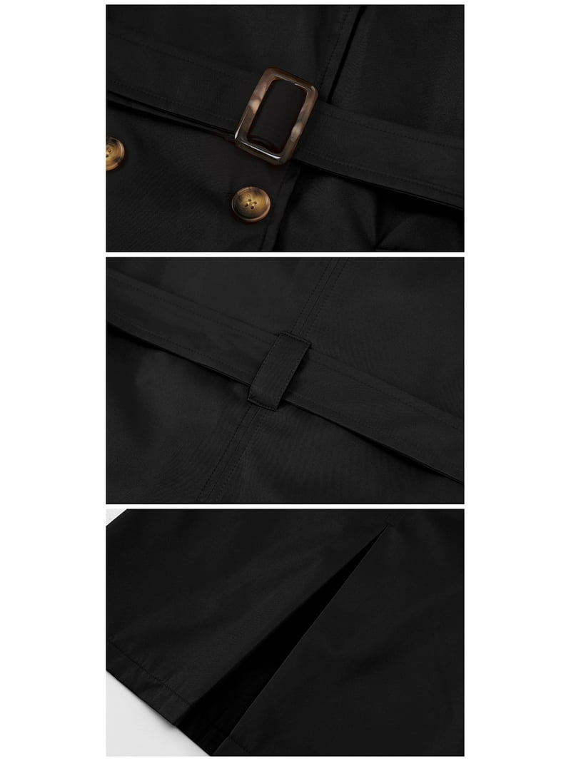 Chrisuno Womens Double Breasted Trench Coat Mid-Length