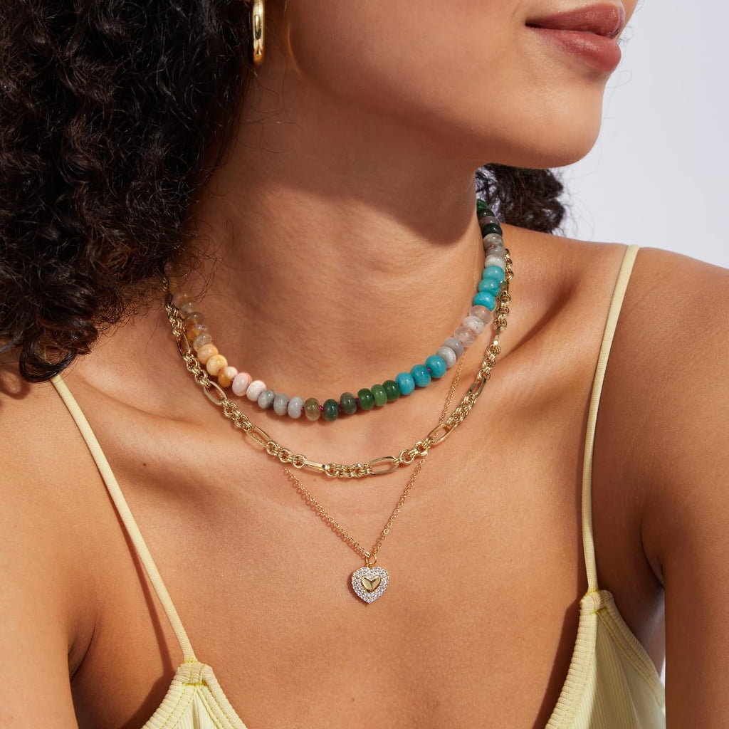 FENOHREFE Colorful Bead Necklace Handmade Necklace Adjustable Necklace Fashion Neck Jewelry Charm Necklace Present for Women