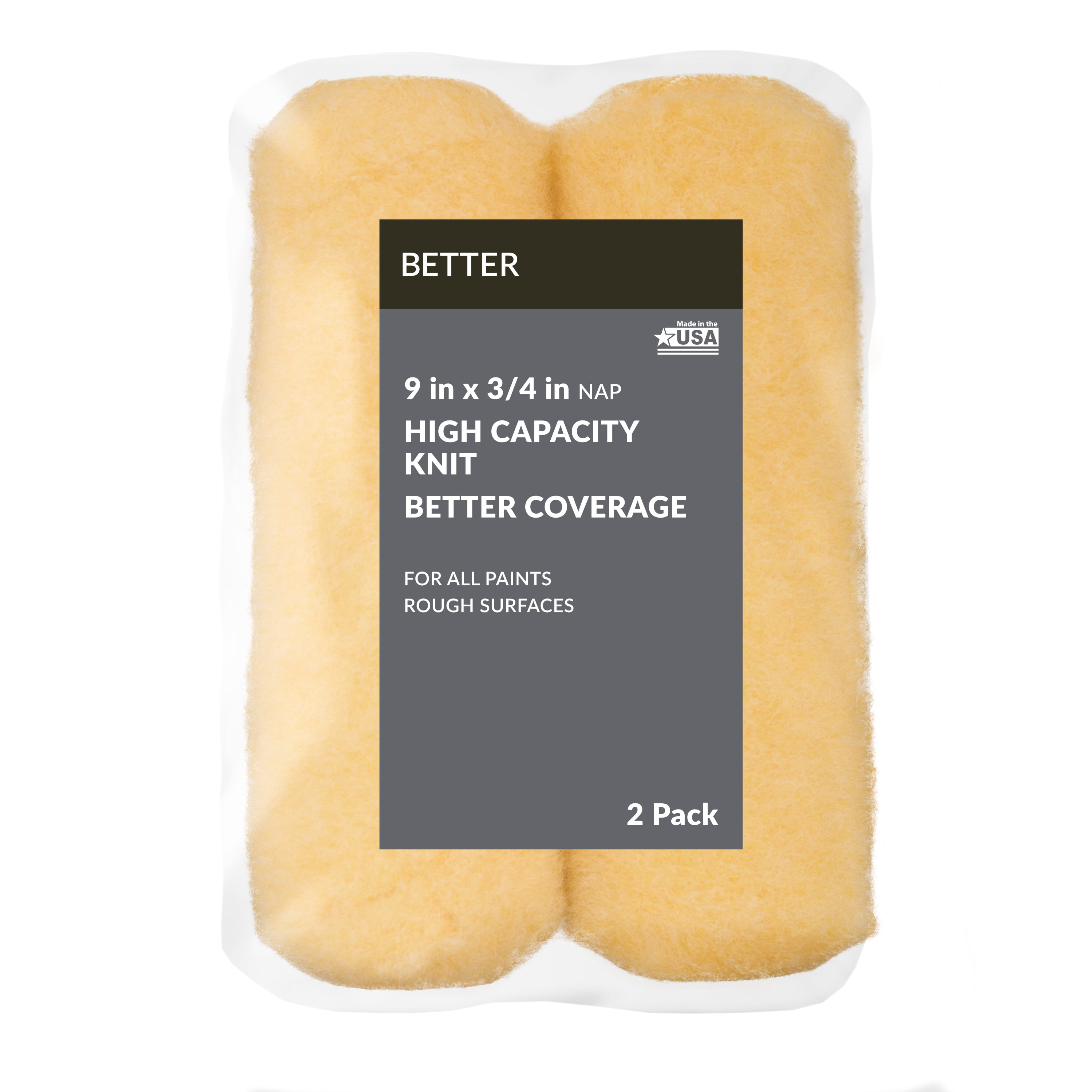 (3 pack) BETTER 9 in x 3/4 in nap High Density Knit Paint Roller Cover, 2 Pack