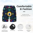 thumbnail image 3 of Balery Colorful Mexican Flower Mens Swim Trunks Swim Shorts for Men Quick Dry Inseam Beach Shorts with Compression Liner Pocket-Large, 3 of 9