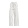thumbnail image 6 of fatyb Women's Pants Elastic High Waist Straight Leg Pants Loose Casual Trousers with Drawstring and Pockets, 6 of 7