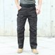 thumbnail image 4 of Pantalones de trabajo largos para hombre, elegantes, de color sólido, con múltiples bolsillos y cálidos., 4 of 4