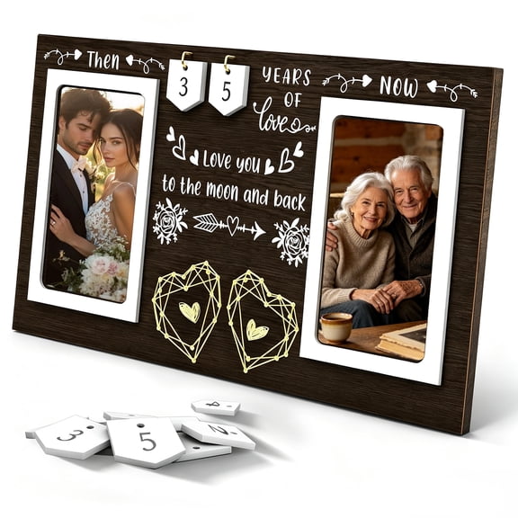 Wooden Picture Frame, Anniversary Engagement Bridal Shower Gift, 4x6 inch Photo Display, Rustic Home Decor