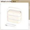 thumbnail image 5 of 304 Stainless Steel Insulated Lunch Box,Double Layer Bento with Utensils,Leak Proof for Work,Picnic,Meal Prep,Adults,Cream White, 5 of 5