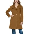 thumbnail image 6 of SwiftWear Women's Burgundy High Collar Single-Breasted Trench Coat Belted Wool-Like Long Sleeve Overcoat with Side Pockets, Elegant Winter Outerwear, 6 of 9