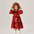 thumbnail image 6 of Esaierr Girls Embroidered Dress for Kids Toddler Spring Fall Lantern Sleeve Skirt Cotton Floral Princess Dress 4-7T, 6 of 9
