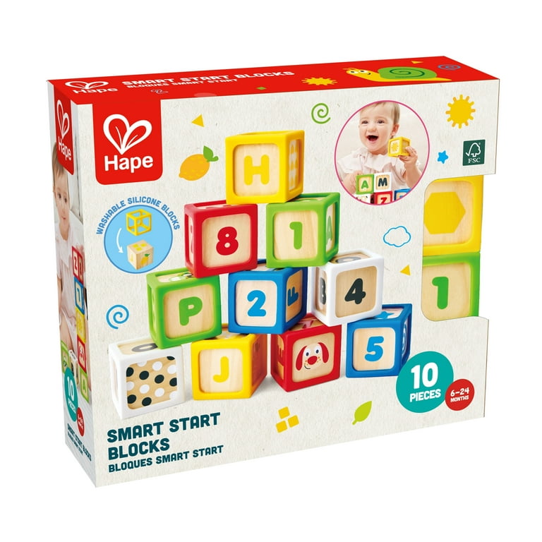 Hape Stacking ABC/123 Silicone and Wood Blocks, 10 Pieces photo 1