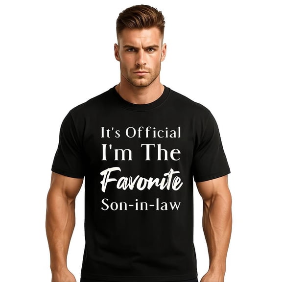 Men's "Favorite Son-in-Law" Letter Pattern Round Neck Short-Sleeved T-Shirt Classic 100% Cotton Dark Blue Breathable Stylish Casual Top