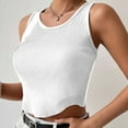 thumbnail image 5 of Njoeus Womens Crew Neck Crop Tank Top Summer Basic Ribbed Knit Crop Tops Sleeveless Shirts Casual Blouses, 5 of 9