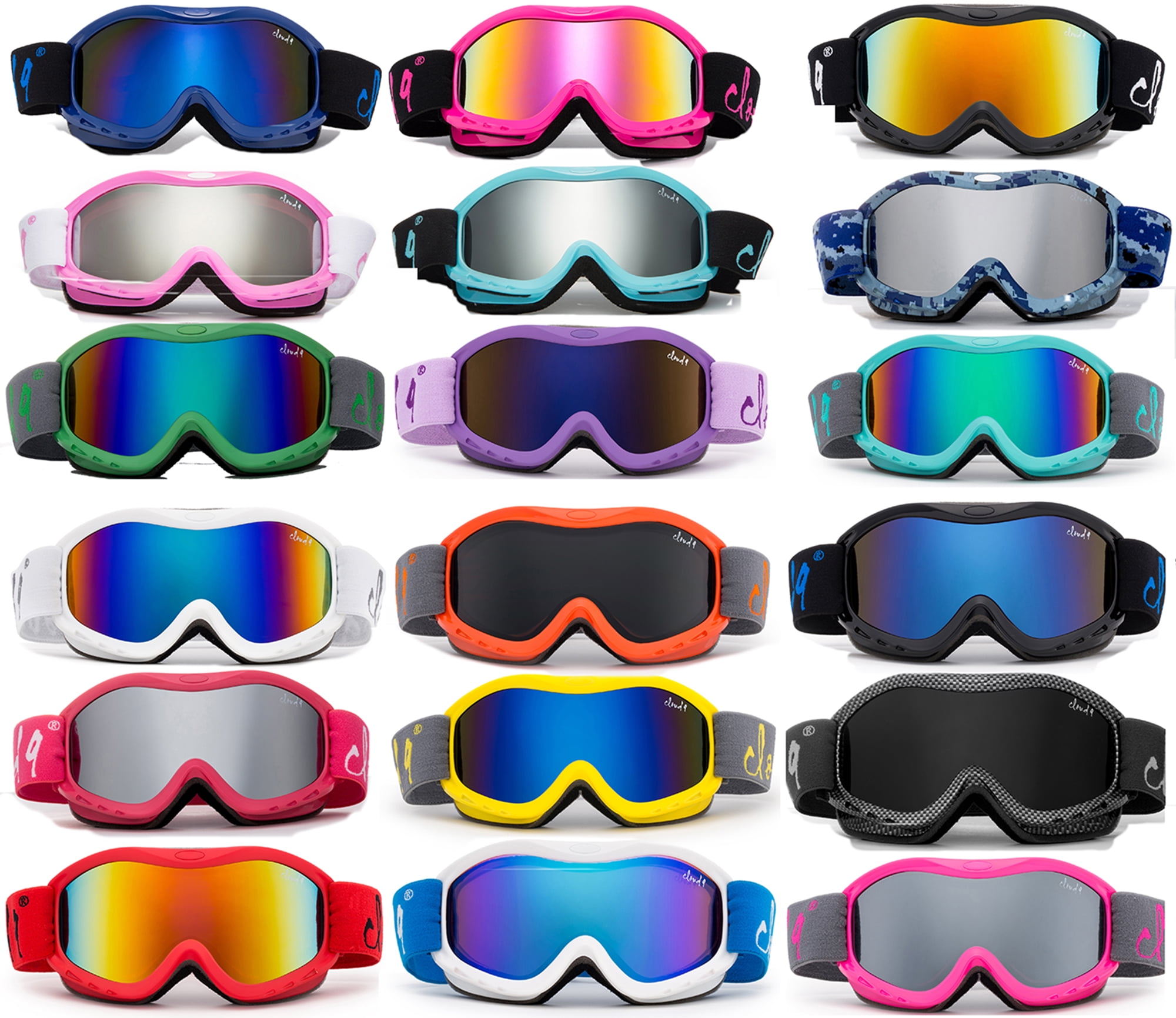 Frame Adult Snowboard Ski Goggles Double Lens Eye Protection Glasses Boys Girls 