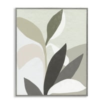 Stupell Industries Organic Soft Leaf Shapes Floral Painting Gray Framed Art Print Wall Art, 11 x 14