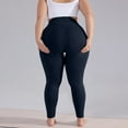 thumbnail image 5 of Plus Size Leggings for Women Tummy Control 7/8 Length Butt Lifting Slimming High Waist Leggings Compression Tummy Control Swim Yoga Pants with Pockets Navy 4XL, 5 of 5
