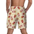 thumbnail image 3 of Kdxio Cartoon Popcorn Print Men's Swim Trunks with Compression Liner 7 Inch Inseam Quick Dry Swim Shorts, 3 of 7