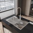 thumbnail image 4 of Izzovium 30"x19" Single Bowl Stainless Steel Kitchen Sink, Overmount Brushed Nickel Finish with US Standard Drain and Hook, Gray, LS-SSBR04, 4 of 8