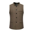 thumbnail image 3 of BVOFAR Mens Herringbone Vests Tweed Suit Waistcoats Slim Fit High Collar Business Tank Tops, 3 of 10