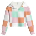 thumbnail image 4 of mgoYE Girls Sweatshirt Hooded Girls Crop Tops Kids Hoodies Cute Plaid Color Block Shirts Long Sleeve Cropped Casual Pullover Fashion Sweatshirts|Pink 7-8 Years, 4 of 4