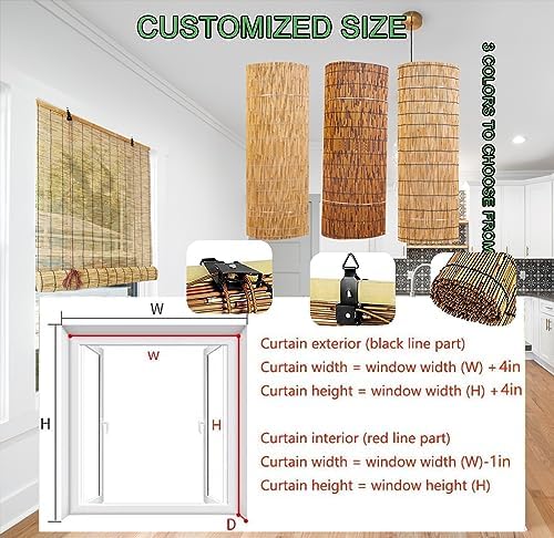 Outdoor Bamboo Shades for Patio Bamboo Roll up Blinds Curtains for Windows Waterproof, Porch Bamboo Rolling Curtains Breathable Corded Roller Shades$$Home Decor, Kitchen, & Other