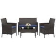 thumbnail image 5 of 4-Piece Patio Furniture Set, Wicker Rattan Outdoor Conversation Set with Loveseat, 2 Chairs & Glass Coffee Table, Cushioned Seating for Backyard, Balcony, Porch, 5 of 9