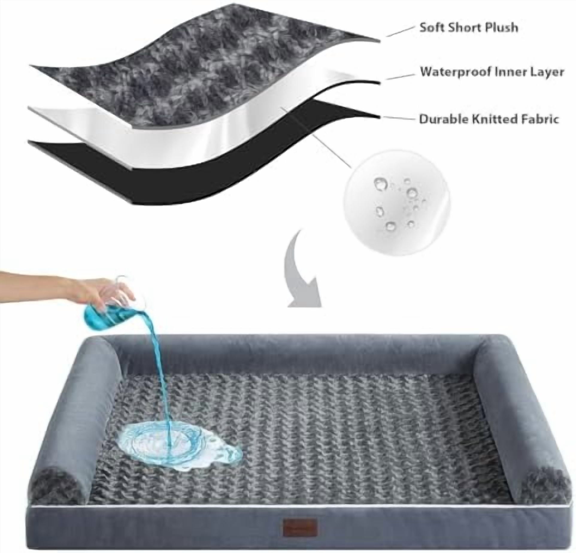 Dog Beds for Large Dogs, Orthopedic Dog Bed for Medium Large Dogs,Big Waterproof Couch Pet Bed with Removable Washable Cover Dark Grey,36"L x 27"W x 6.5"Th