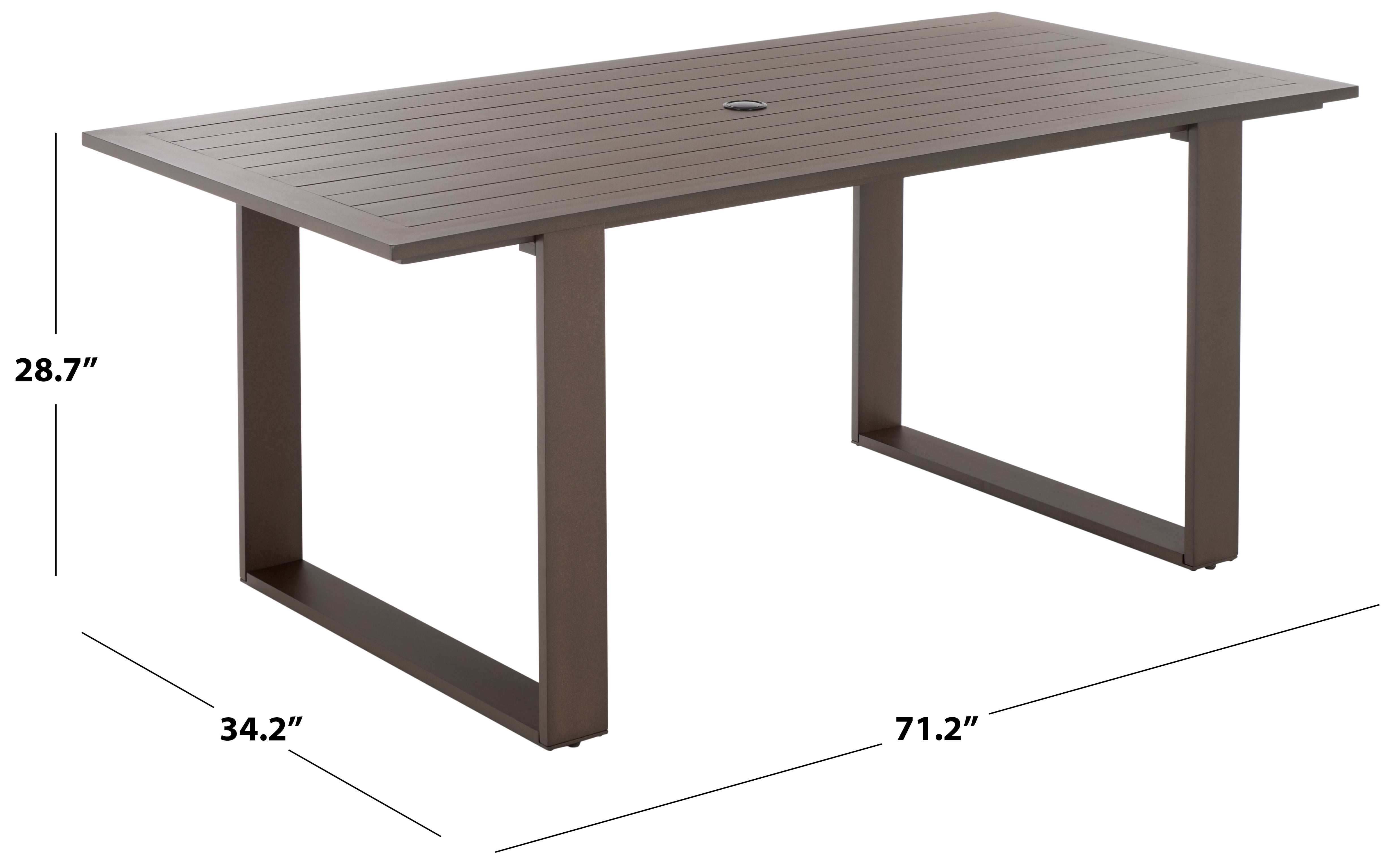 Safavieh Fash Modern Aluminum Sleg Leg Outdoor Dining Table, Brown