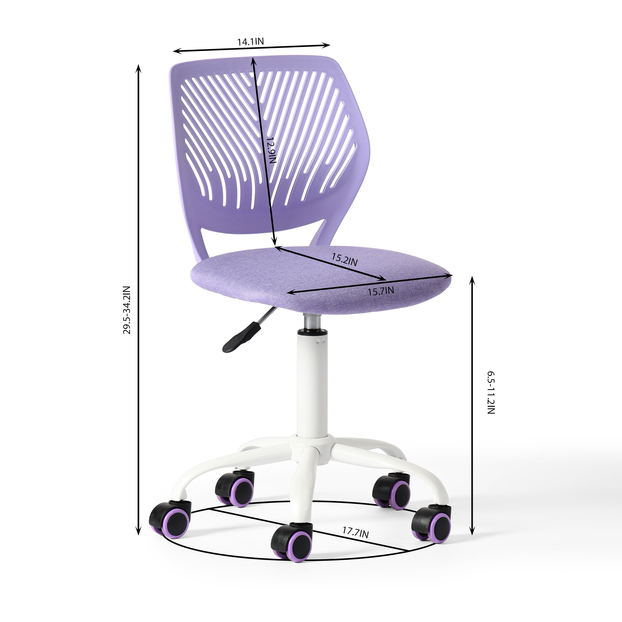 Homy Casa Teen Task Chair, Armless Office Chair Swivel with Soft Cushion for Study Kids Teens Child, Purple