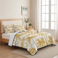 thumbnail image 5 of Quilts Full Size Bedding Set, Yellow Orange Palm Tree Lightweight Quilted Comforter, Summer Tropical Tree Coastal Beach Soft Reversible Bedspread Coverlet with Pillow Covers for All Season, 78" x 90", 5 of 9