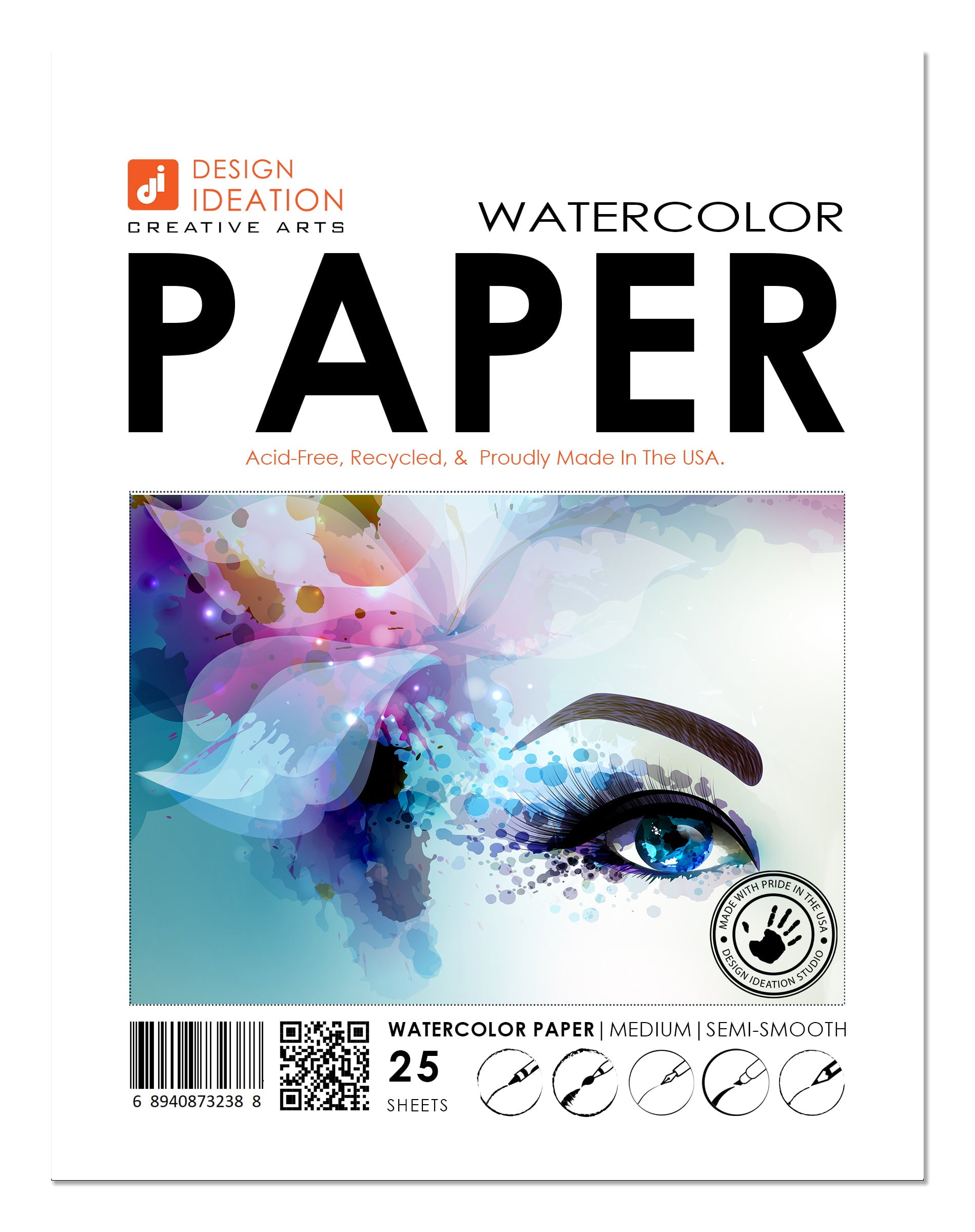 WATERCOLOR Paper : Multi-media paper. Loose Sheet Pack. (8.5" x 11") (100 Sheets)