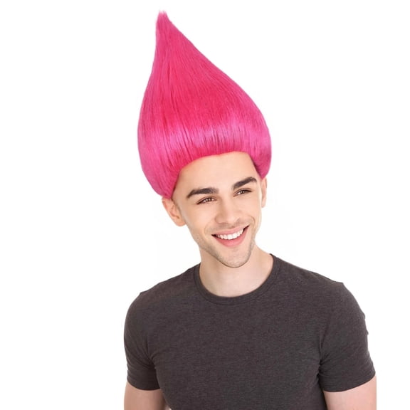 HPO Unisex Pointy Spiked Troll Wig, Heat Resistant Synthetic Costume Wig for Halloween Cosplay, Neon Pink