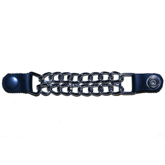 Daniel Smart Motorcycle Vest Extender - Plain Silver Double Chain with Powder Coated Gum metal Design with Snap Buttons